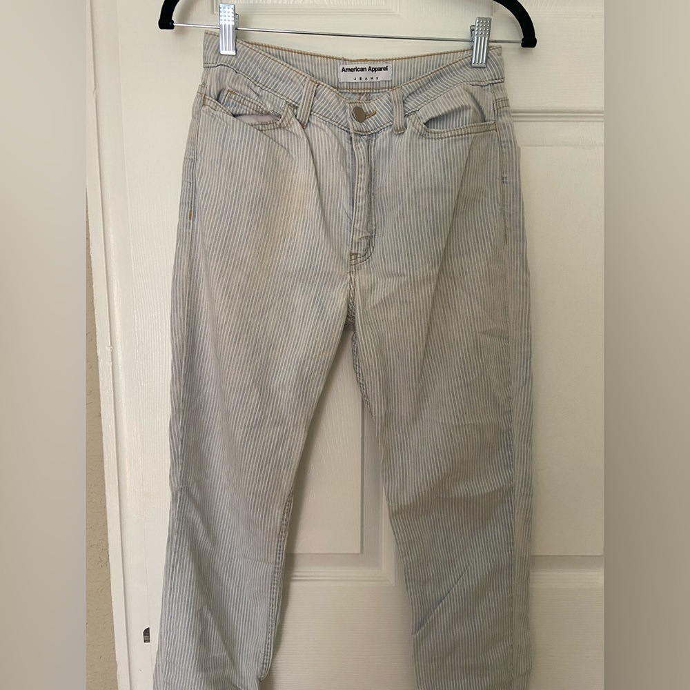 American Apparel blue and white stripe jeans